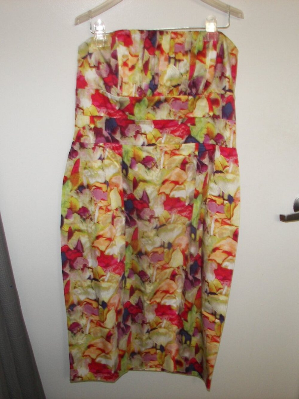 Newport News strapless cotton multicolor floral print dress size 12 midi